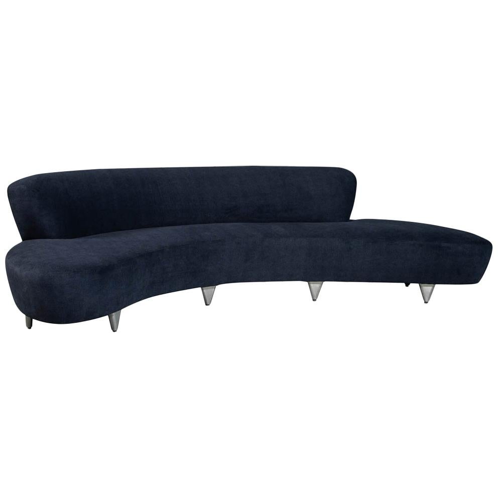 Vintage Mid-Century Modern Curved Sofa, Larger