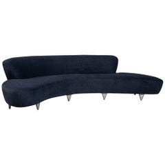 Vintage Mid-Century Modern Curved Sofa:: Larger