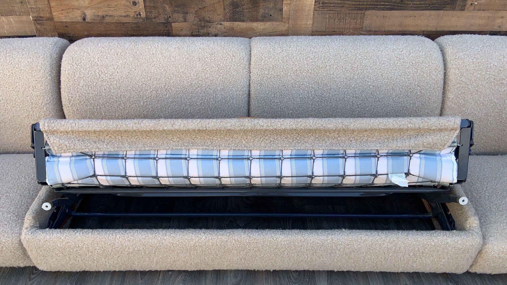 Bouclé Vintage Mid Century Modern Karpen Sofa with Pullout Bed For Sale