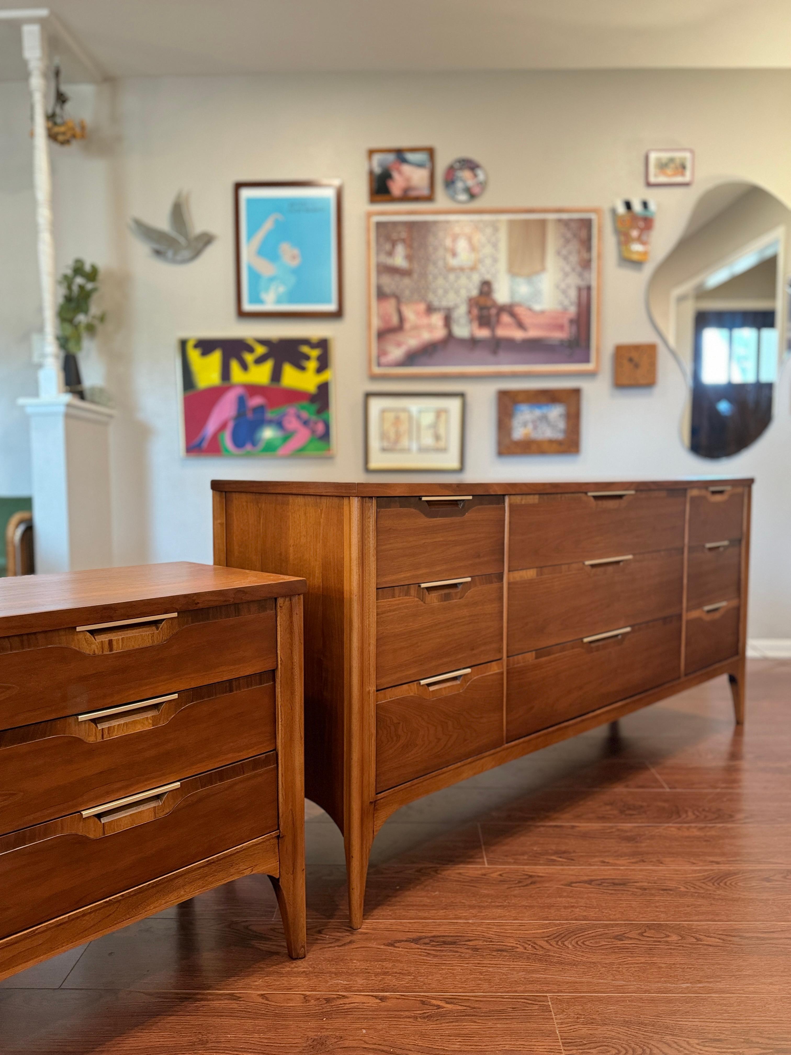 Veneer Vintage mid century modern Kent Coffey lowboy dresser “impact” collection 1960d