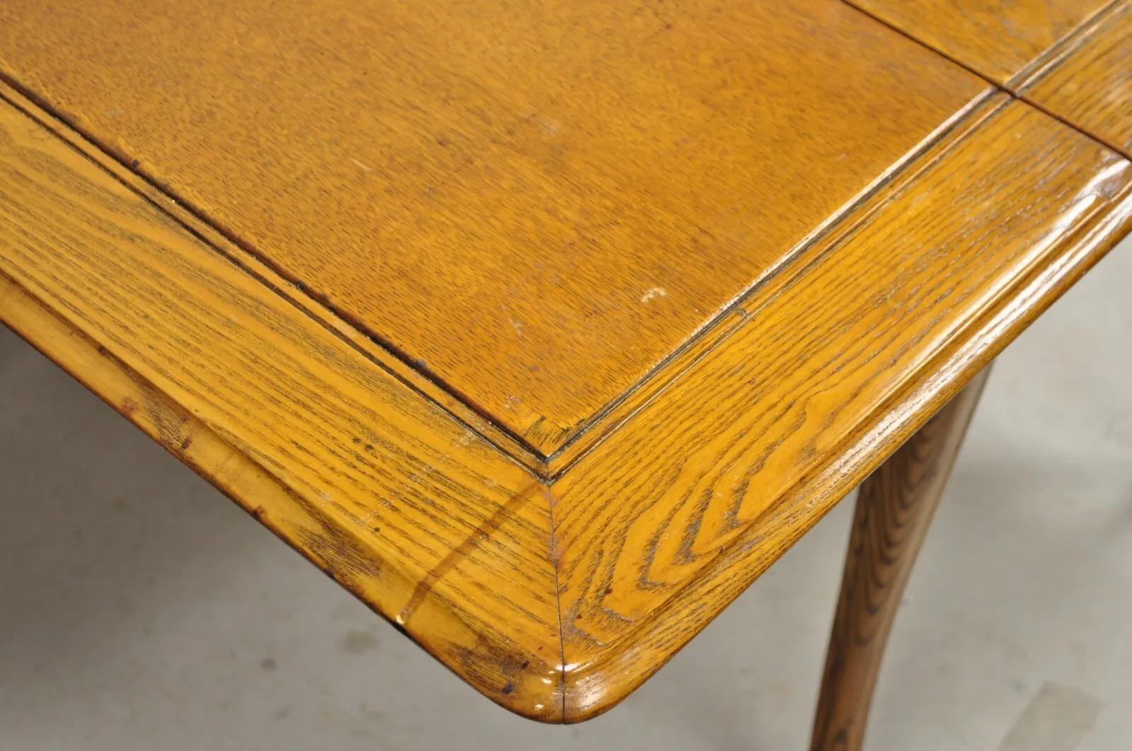 Vintage Mid Century Modern Klismos Saber Leg Oak Drop Leaf Dining Table For Sale 6