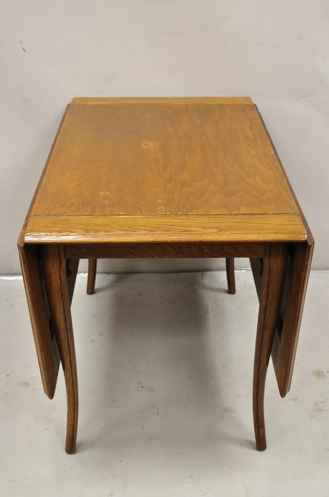 Vintage Mid Century Modern Klismos Saber Leg Oak Drop Leaf Dining Table For Sale 7