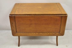 Vintage Mid Century Modern Klismos Saber Leg Oak Drop Leaf Dining Table