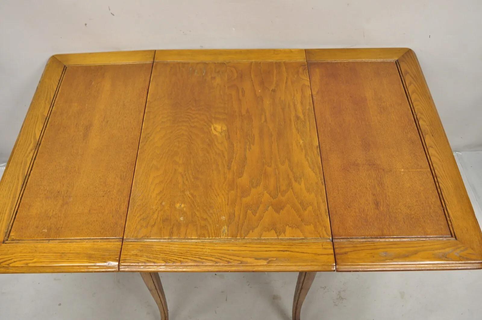 Vintage Mid Century Modern Klismos Saber Leg Oak Drop Leaf Dining Table For Sale 1