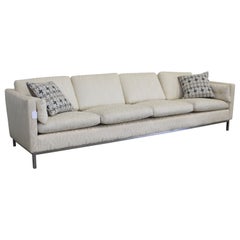 Divano vintage di metà secolo Knoll Elongated a 4 posti con struttura cromata
