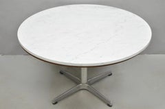 Vintage Mid Century Modern Knoll Style Pedestal Base Marble Top Coffee Table