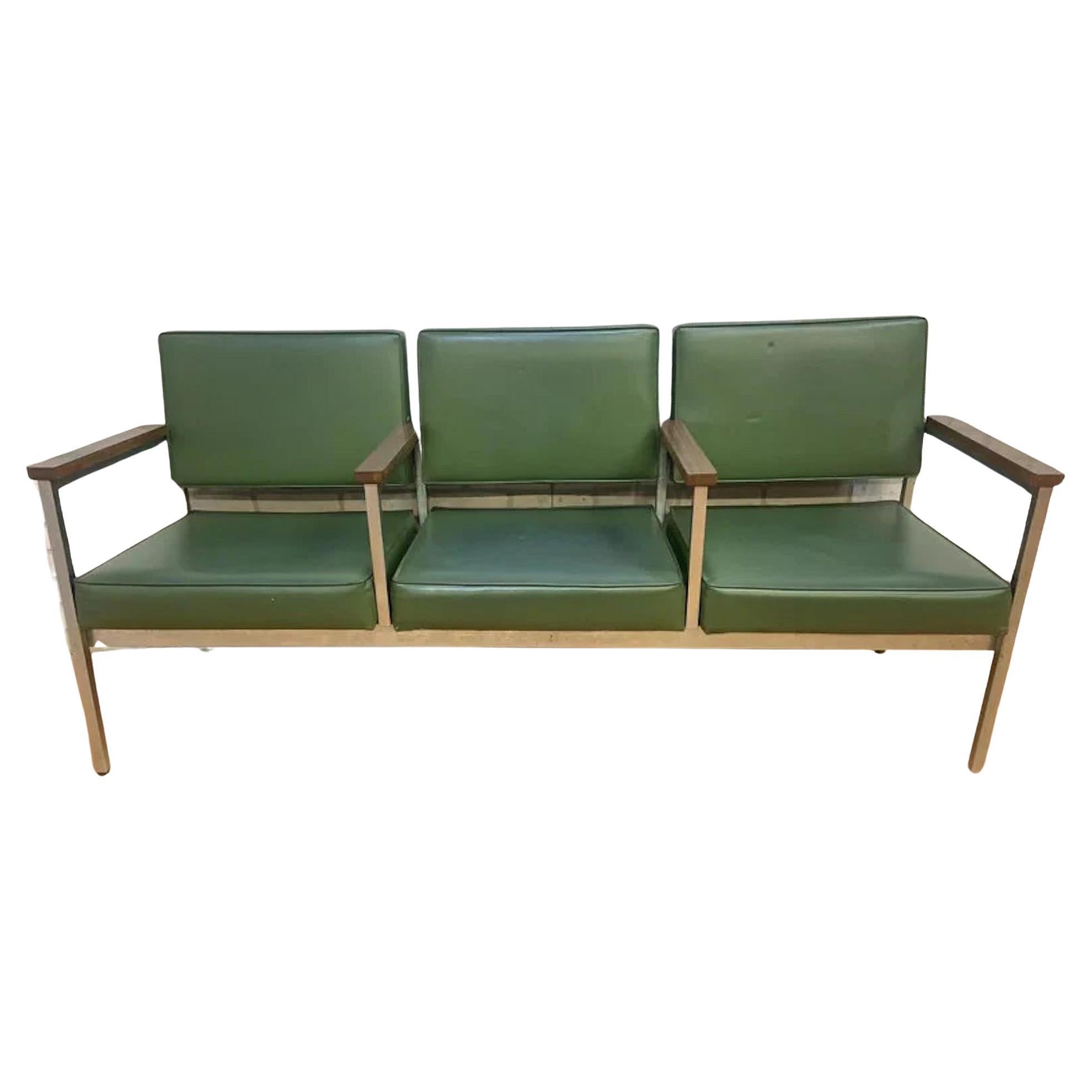Vintage Mid Century Modern Knoll Style Waiting Room Bench