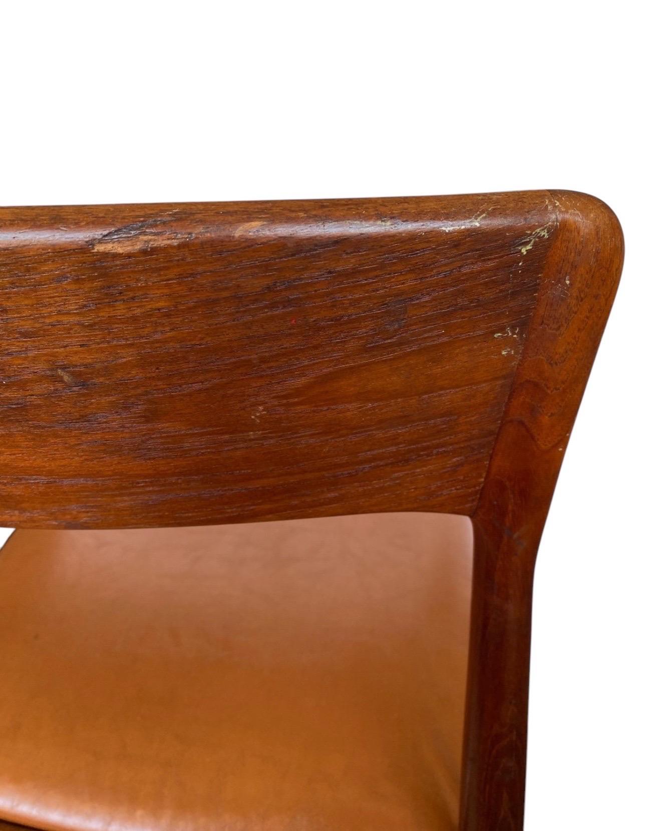 Mid-20th Century Vintage Mid Century Modern KS Mobler Teak Side Chair, Made In Denmark For Sale