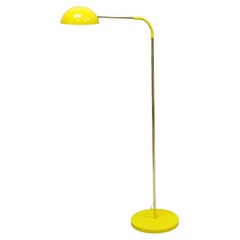 Vintage Mid Century Modern Kurt Versen Style Yellow Gooseneck Saucer Floor Lamp