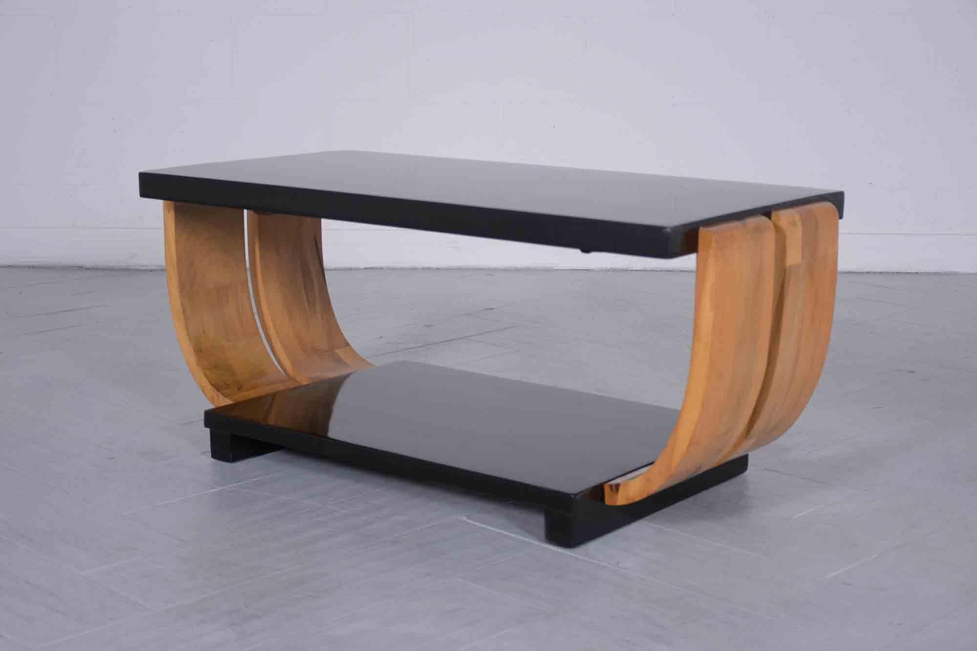 Carved Mid-Century Modern Two Tiered Coffee Table