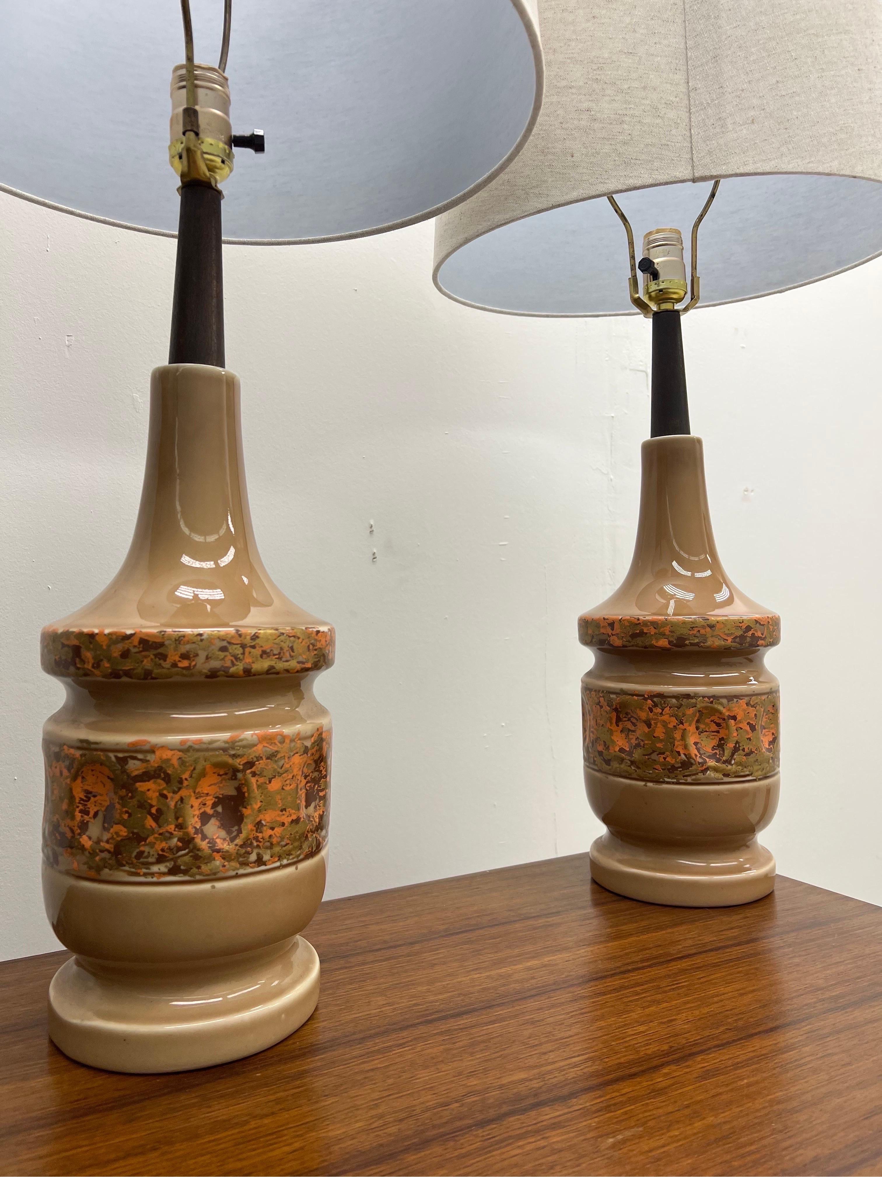 Vintage Mid-Century Modern lamps set of 2.

Dimensions: Approx 16 W; 30 H.