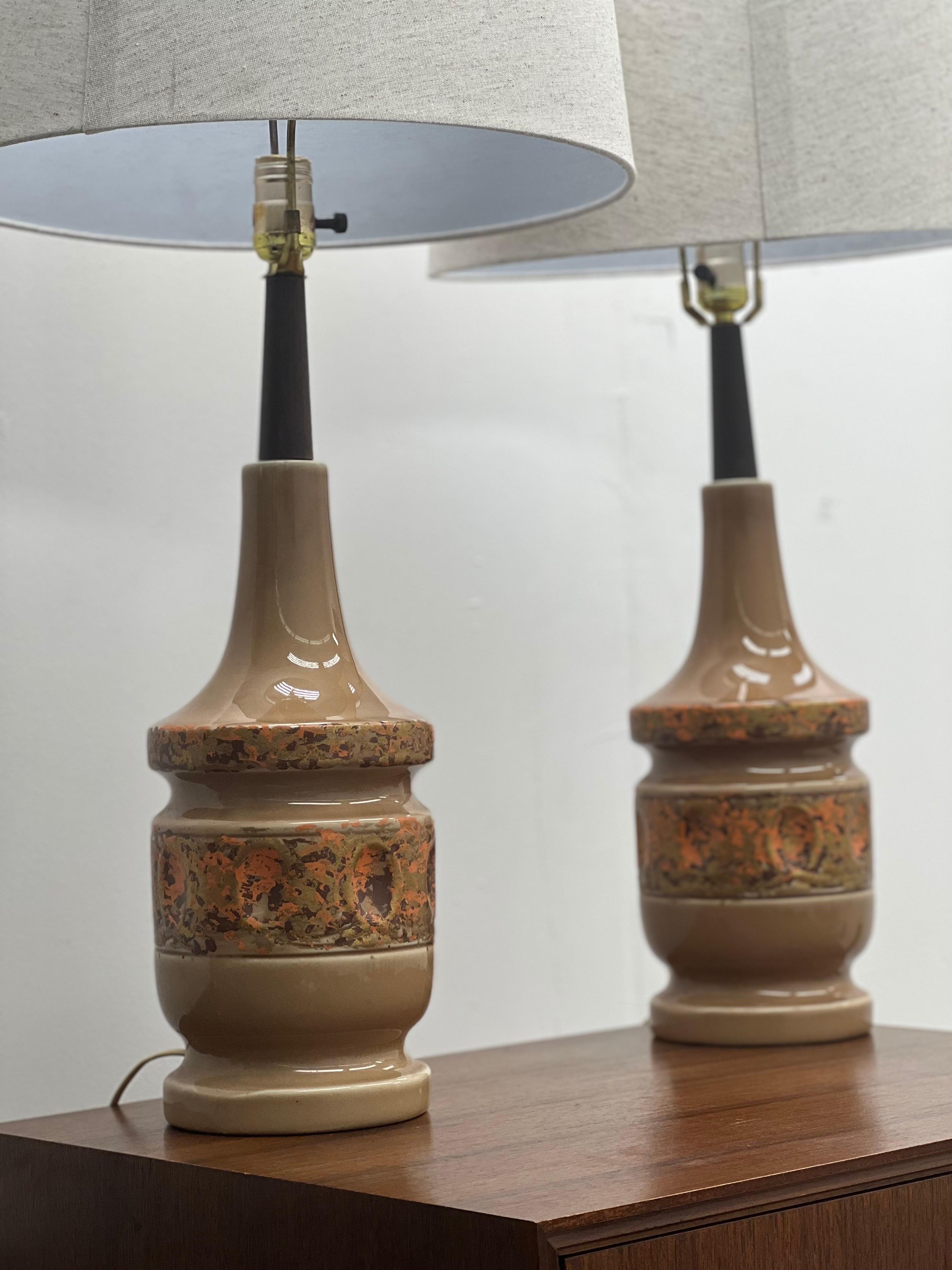 Late 20th Century Vintage Mid-Century Modern Lamps Set of 2 For Sale