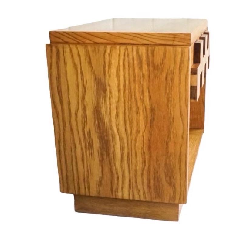 Wood Vintage Mid-Century Modern Lane Brutalist End Table Set. Dovetail Drawers For Sale