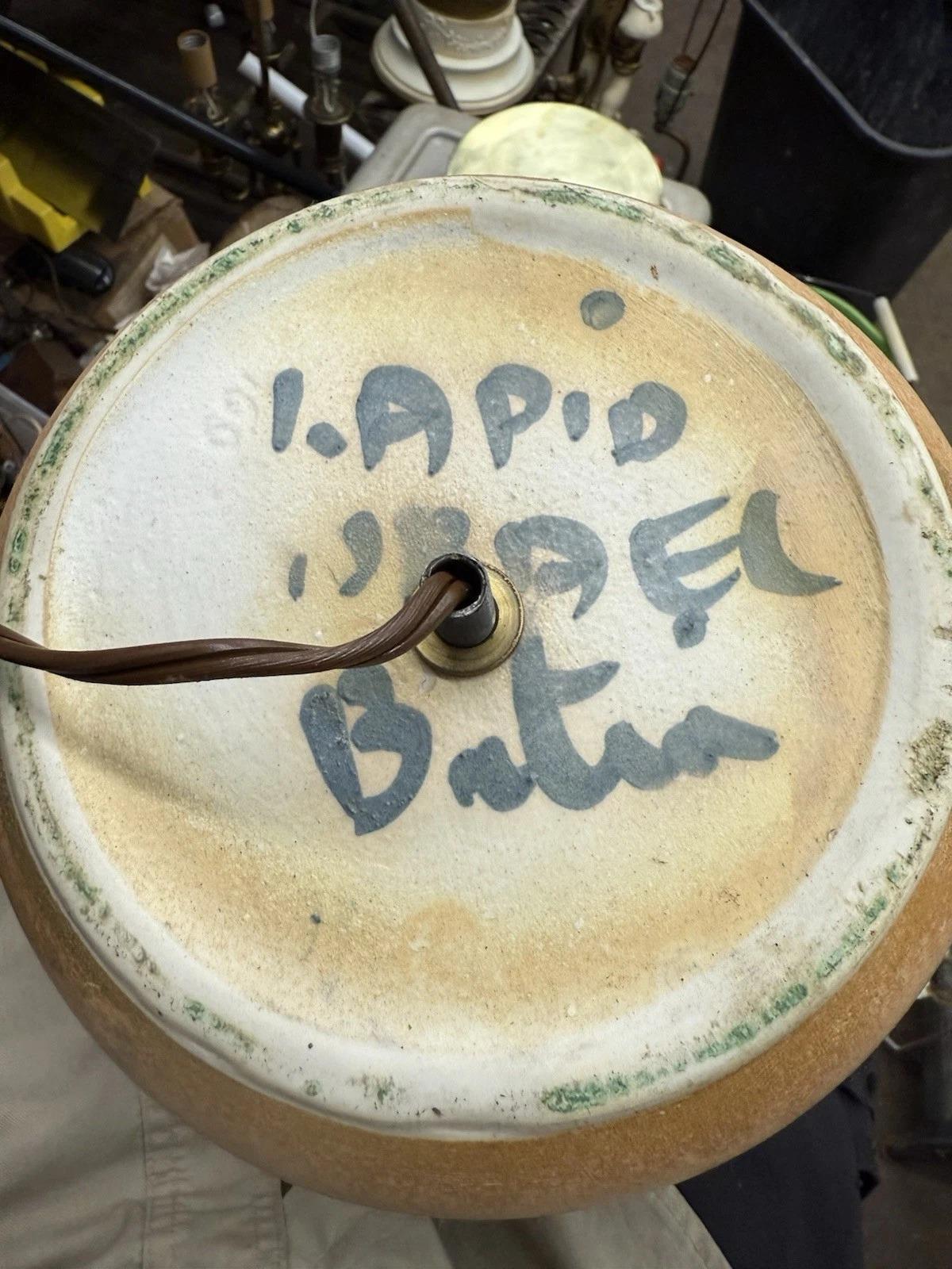 Vintage Mid Century Modern Lapid Pottery Israel Jarrón de cerámica Lámpara de mesa en venta 3