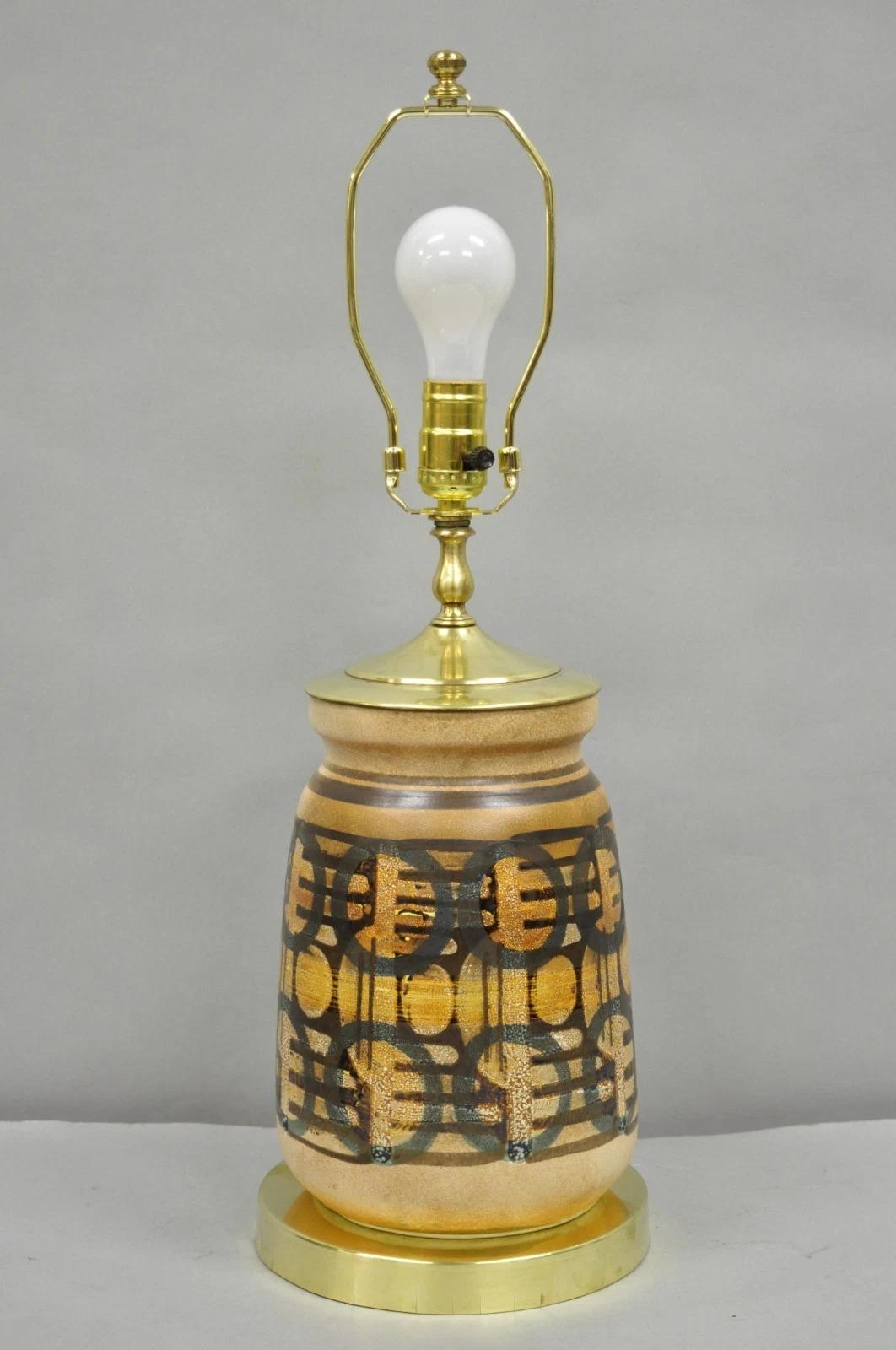 Vintage Mid Century Modern Lapid Pottery Israel Jarrón de cerámica Lámpara de mesa en venta 5
