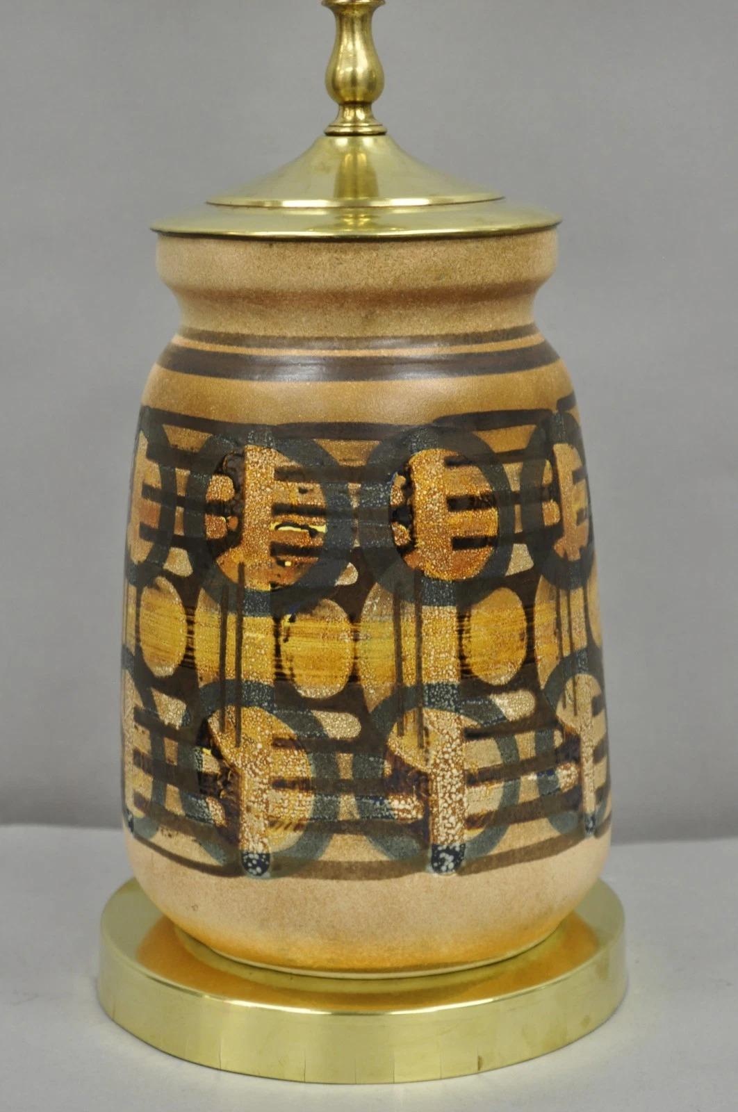 Vintage Mid Century Modern Lapid Pottery Israel Jarrón de cerámica Lámpara de mesa Moderno de mediados de siglo en venta
