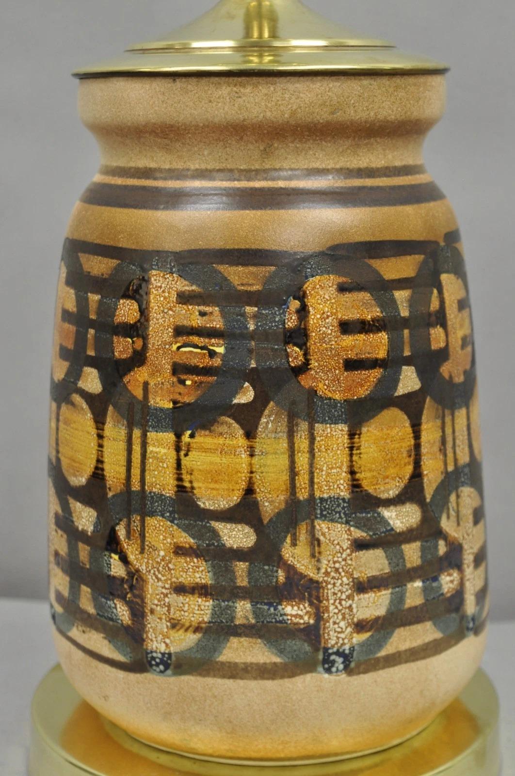 Vintage Mid Century Modern Lapid Pottery Israel Jarrón de cerámica Lámpara de mesa Desconocido en venta