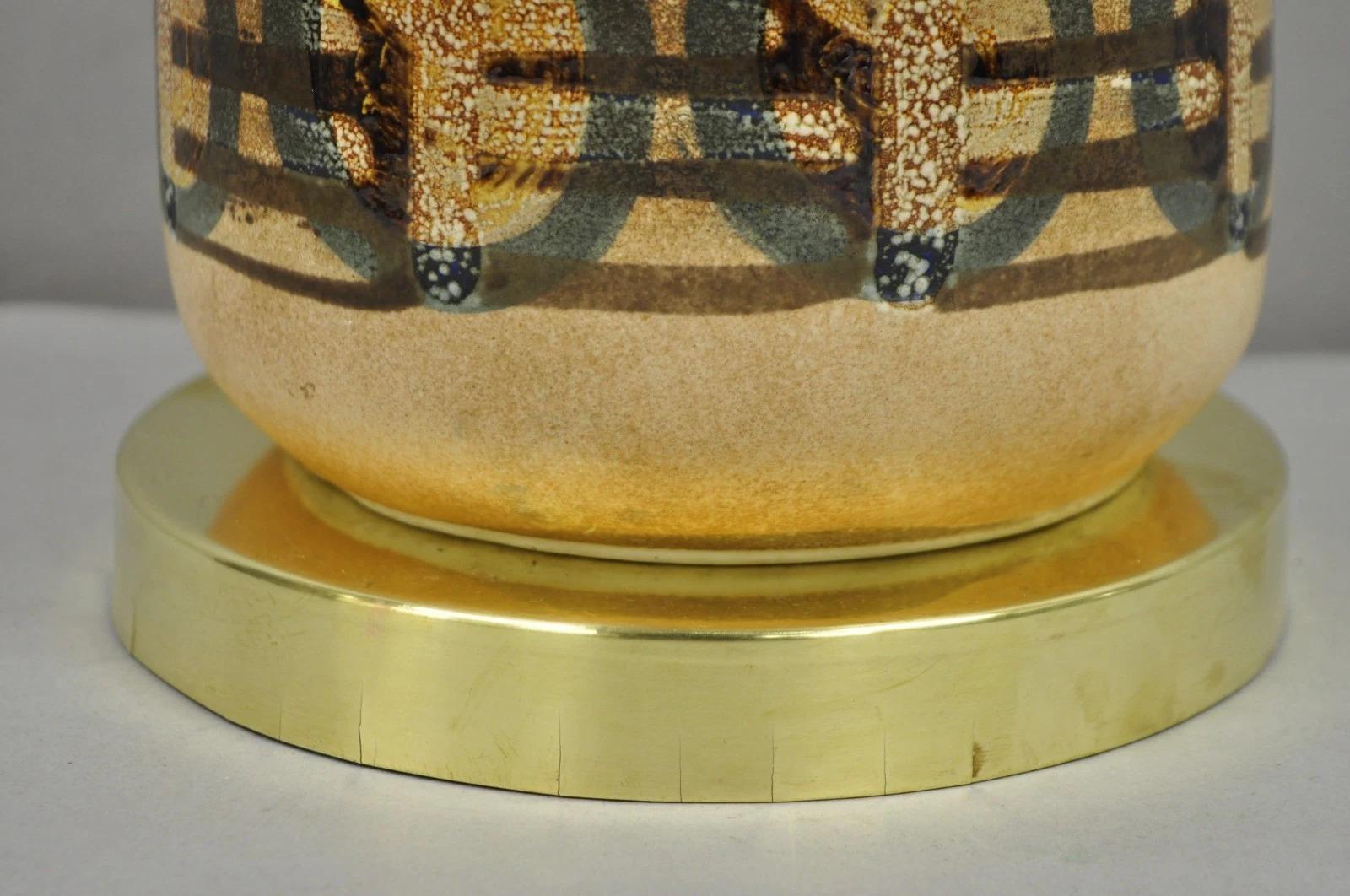 Vintage Mid Century Modern Lapid Pottery Israel Jarrón de cerámica Lámpara de mesa en venta 1