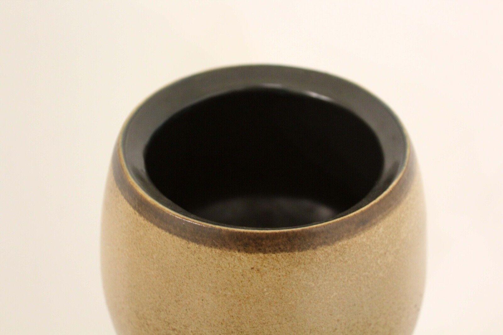 Vintage Mid-Century Modern Lapid Stoneware Israel Black Circle Vessel Vase In Good Condition In Keego Harbor, MI