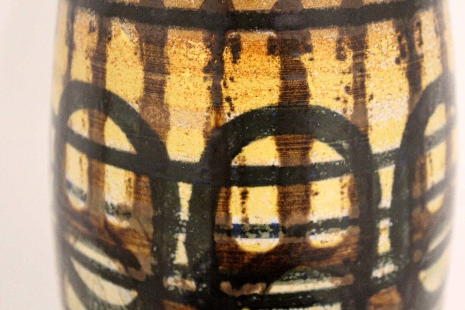 Vintage Mid-Century Modern Lapid Stoneware Israel Black Circle Vessel Vase 1