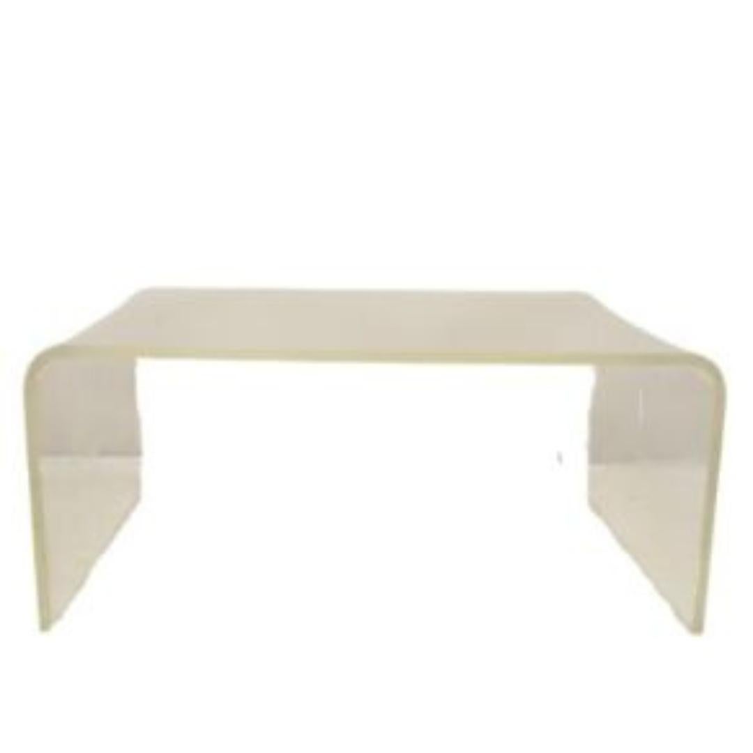 Vintage Mid Century Modern Large 42 x 30 Lucite Waterfall Coffee Table. Item featured is great to refurbish and/or paint.
Circa 1960s. Measurements: 18.5