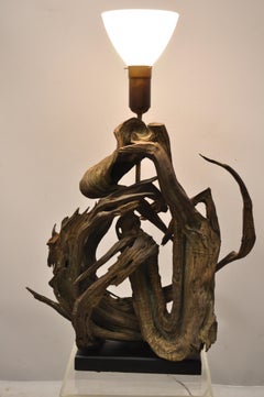 Vintage Mid-Century Modern Large Driftwood Freeform Table Lamp