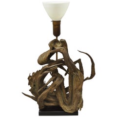 Vintage Mid-Century Modern Large Driftwood Freeform Table Lamp