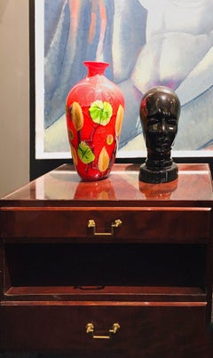 Große rote Murano-Blumenvase aus Blumenglas, Mid-Century Modern, 1970er Jahre