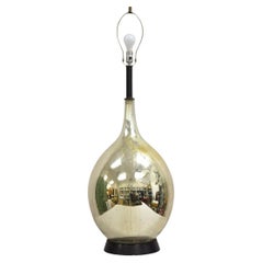 Vintage Mid Century Modern Large Spherical Bulbous Mercury Glass Table Lamp