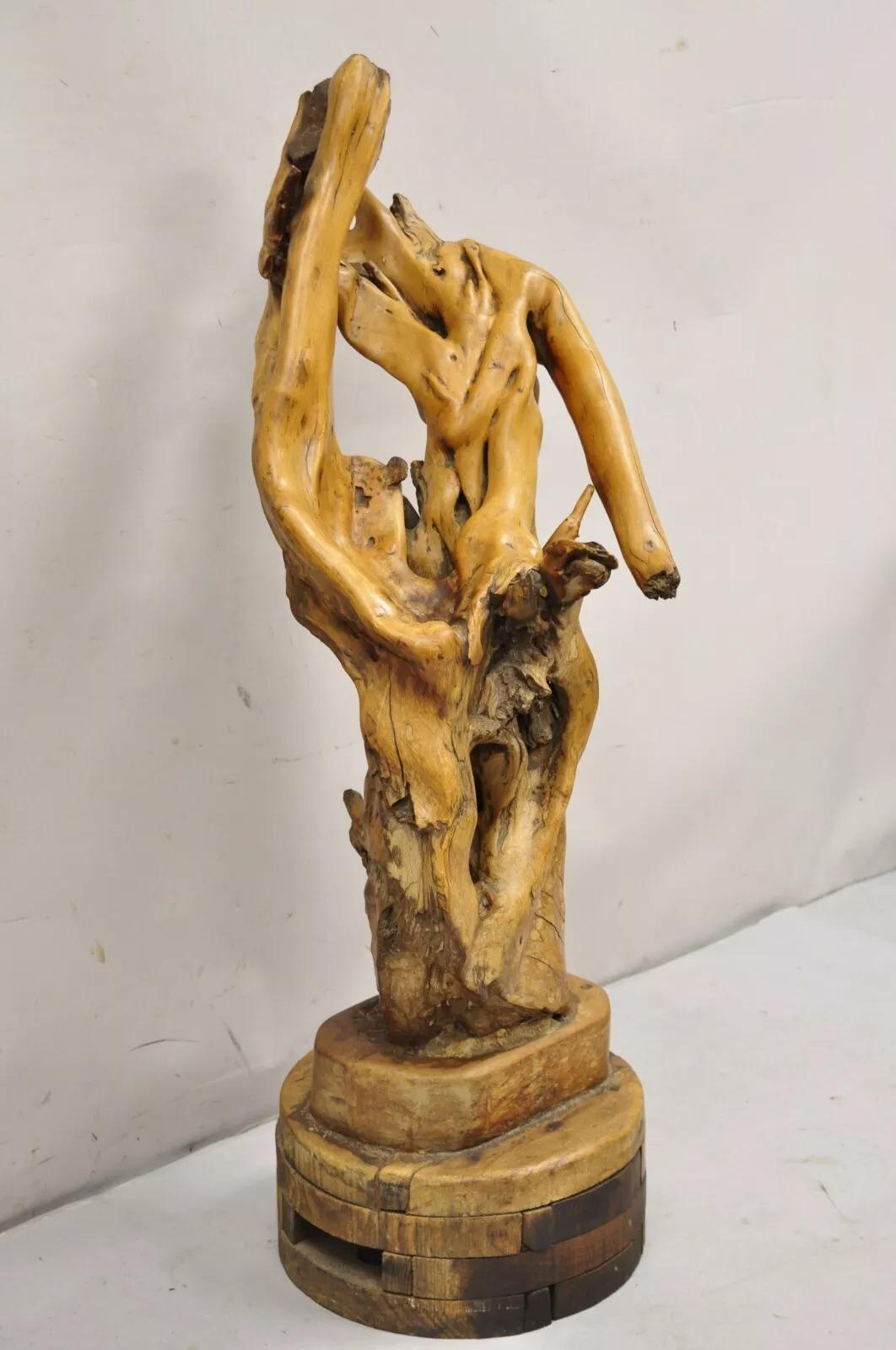 Mid-Century moderno Scultura astratta in legno di teak di grandi dimensioni con radice, Vintage By, scultura astratta in vendita