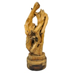 Vintage Mid Century Modern Large Teak Root Driftwood Abstract Statue Sculpture