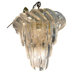 Vintage Mid Century Modern Large Three-Tier Lucite Chandelier