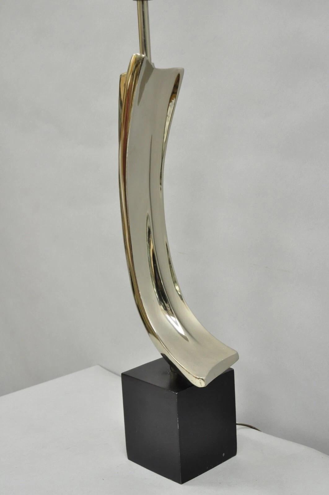 Vintage Mid Century Modern Laurel Sculptural Gunmetal Tischlampe von Weiss & Barr im Angebot 4