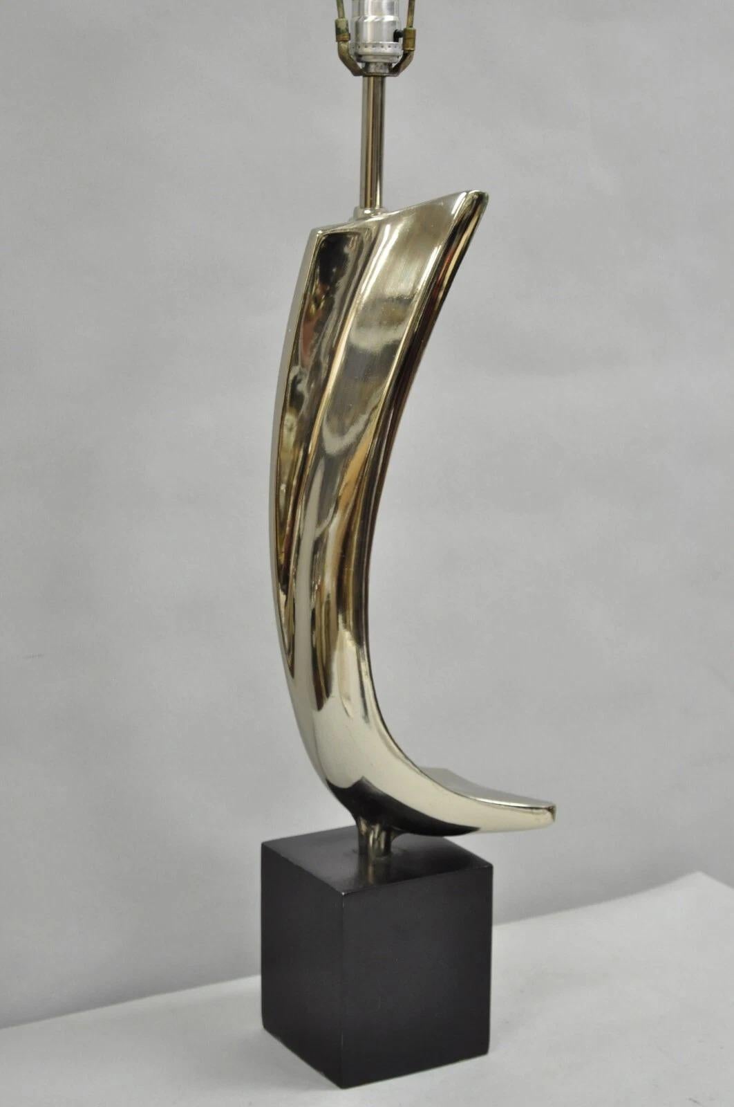 Vintage Mid Century Modern Laurel Sculptural Gunmetal Tischlampe von Weiss & Barr (Moderne der Mitte des Jahrhunderts) im Angebot