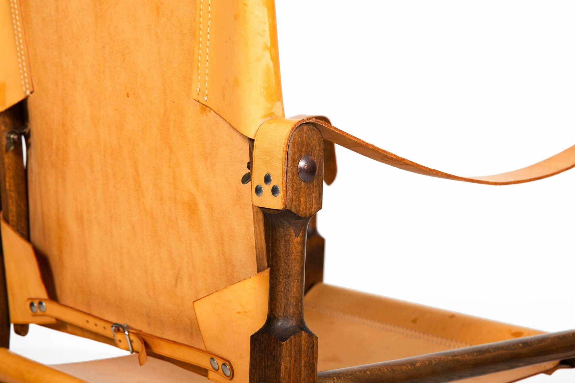 Vintage Mid Century Modern Leather “Safari” Chair after Wilhelm Kienzle For Sale 7