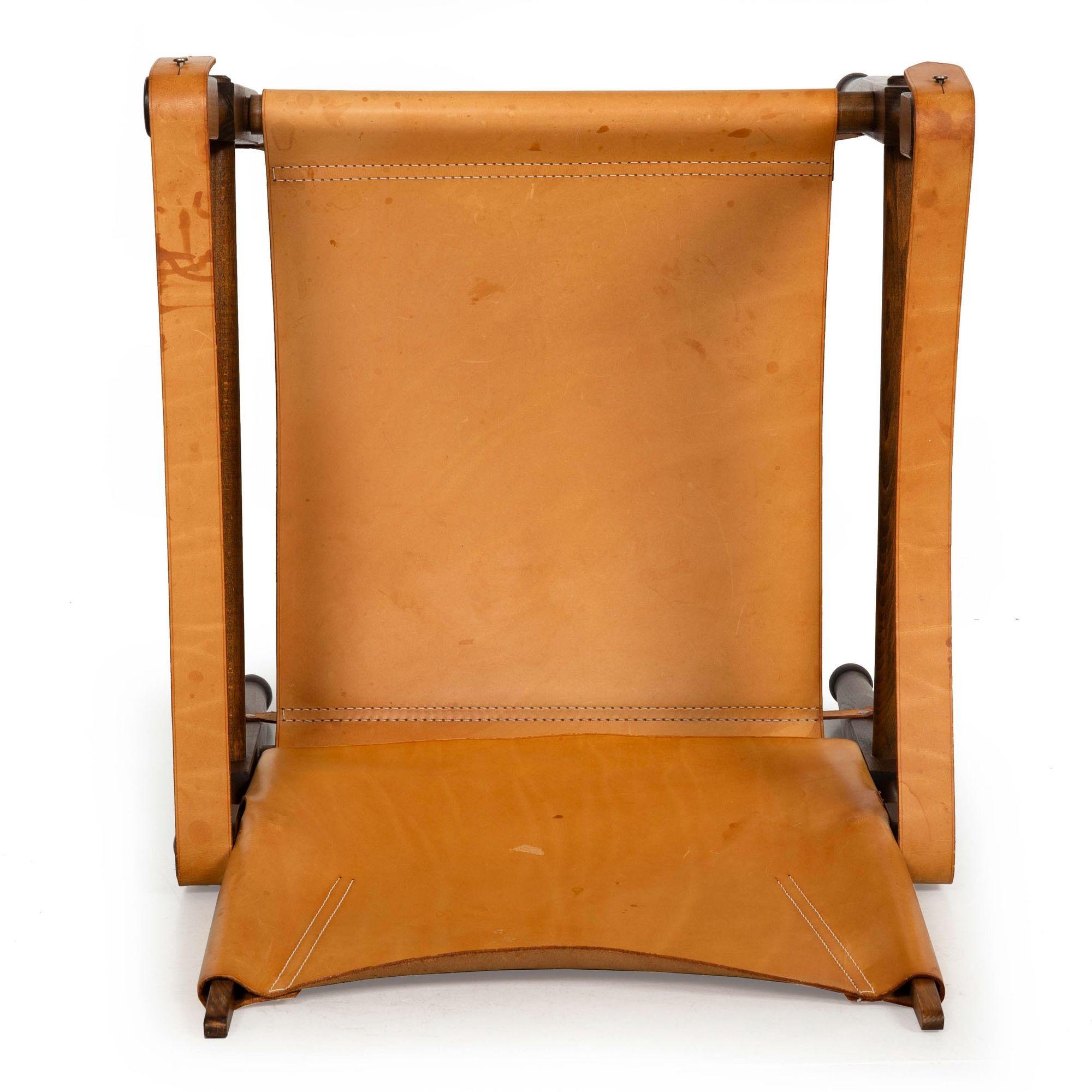 Vintage Mid Century Modern Leather “Safari” Chair after Wilhelm Kienzle For Sale 8