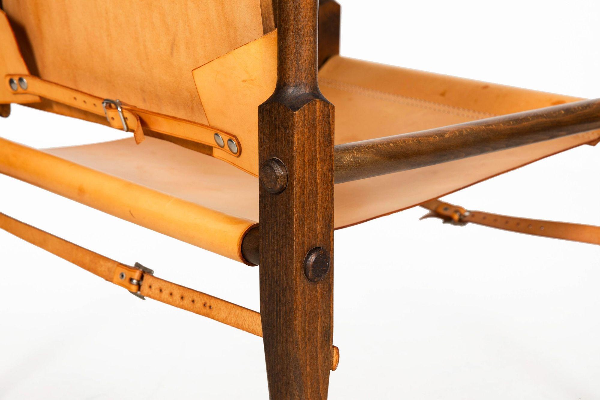 Vintage Mid Century Modern Leather “Safari” Chair after Wilhelm Kienzle For Sale 13