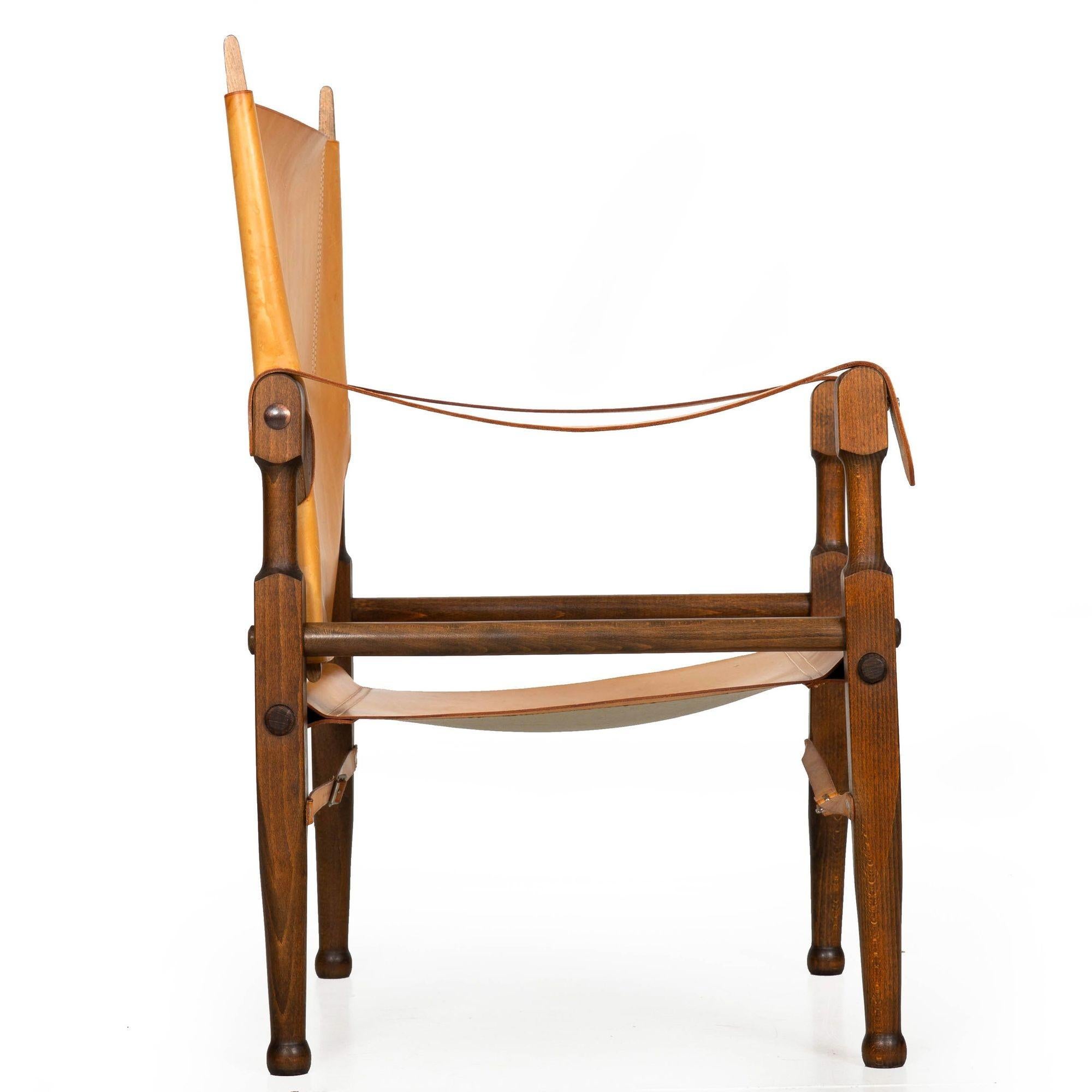 Mid-Century Modern Vintage Mid Century Modern Leather “Safari” Chair after Wilhelm Kienzle For Sale