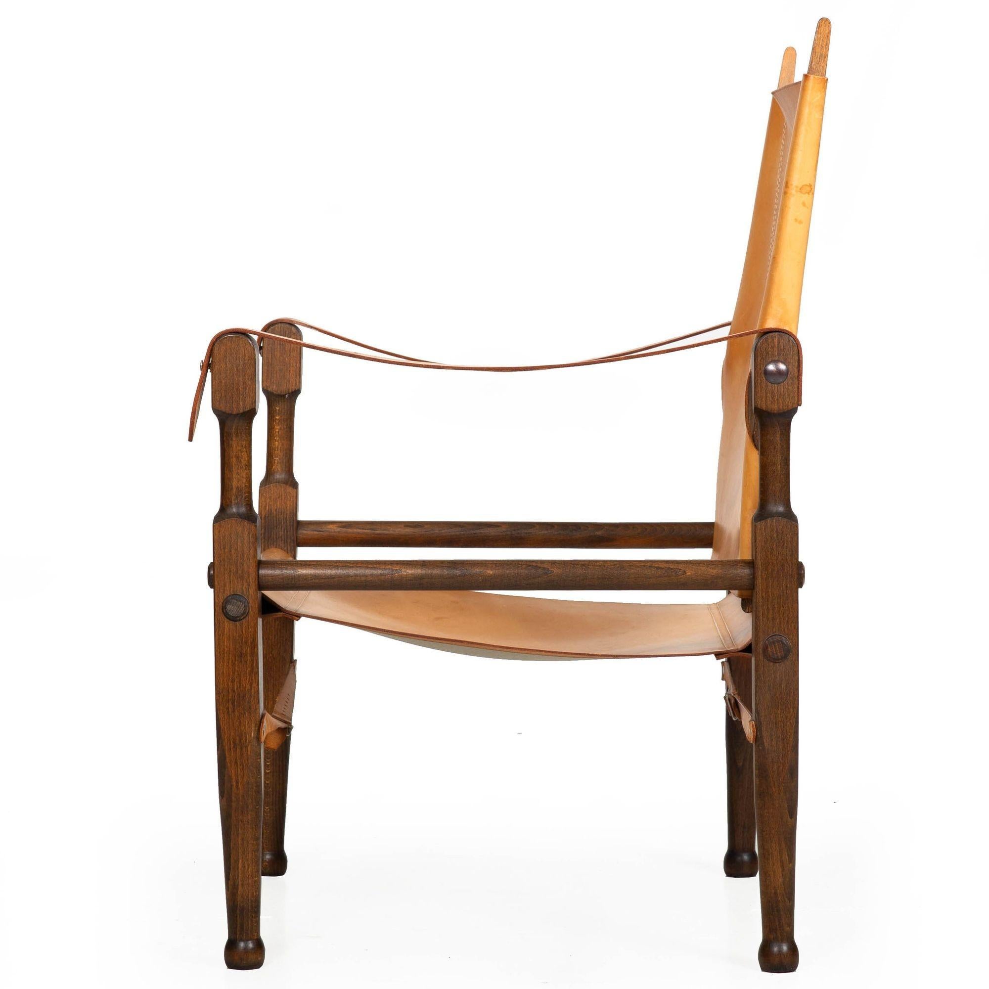20th Century Vintage Mid Century Modern Leather “Safari” Chair after Wilhelm Kienzle For Sale