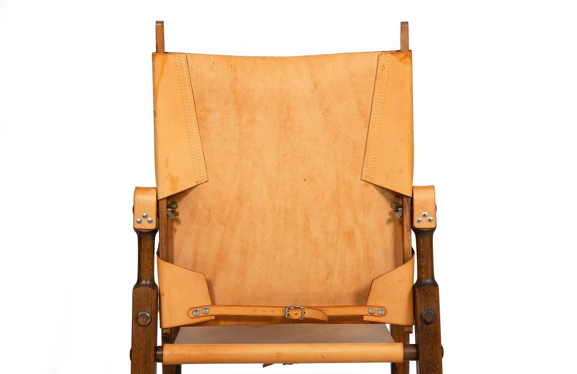 Vintage Mid Century Modern Leather “Safari” Chair after Wilhelm Kienzle For Sale 2