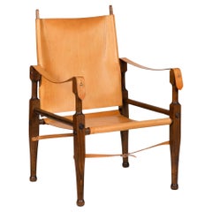 Vintage Mid Century Modern Leather “Safari” Chair after Wilhelm Kienzle