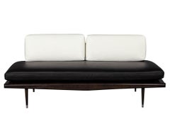 Vintage Mid-Century Modern Leather Sofa Daybed