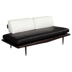 Vintage Mid-Century Modern Leather Sofa Daybed