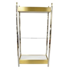 Vintage Mid Century Modern Lighted Chrome & Brass Etagere Display Shelf Curio
