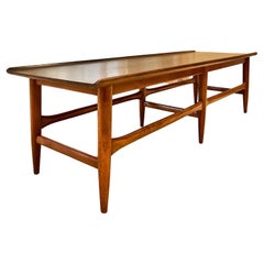Vintage Mid-Century Modern Long Surfboard Style Wood Coffee Table