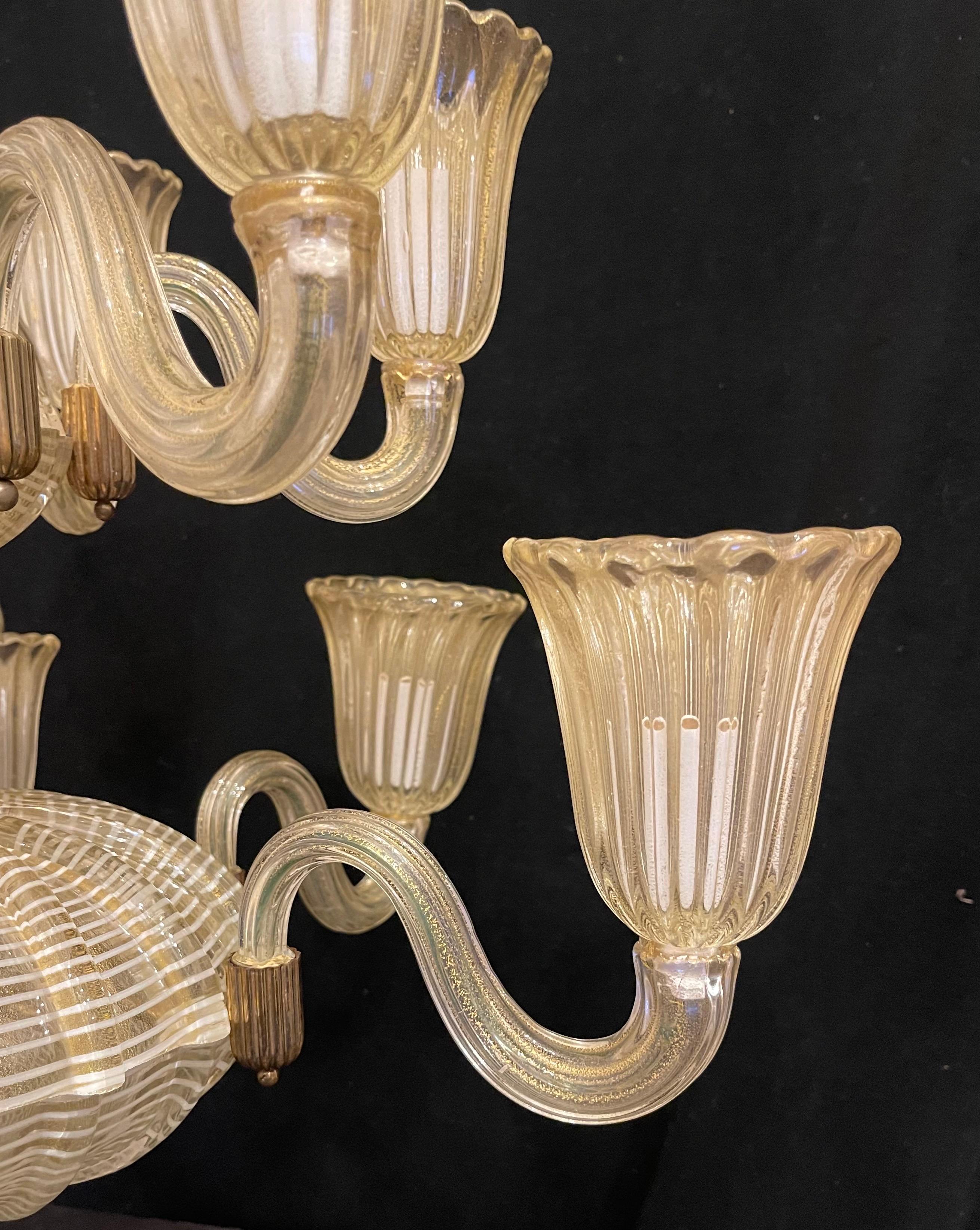 Vintage Mid-Century Modern Lorin Marsh Murano Seguso Blown Art Glass Chandelier In Good Condition For Sale In Roslyn, NY