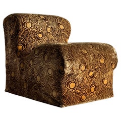 Vintage Mid-Century Modern Lounge Chair in Abstract Patterned Upholstery, Italy