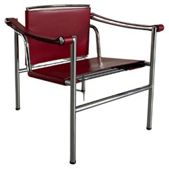 Fauteuil de salon vintage moderne du milieu du siècle dans le style de la chaise « LC1 », Le Corbusier