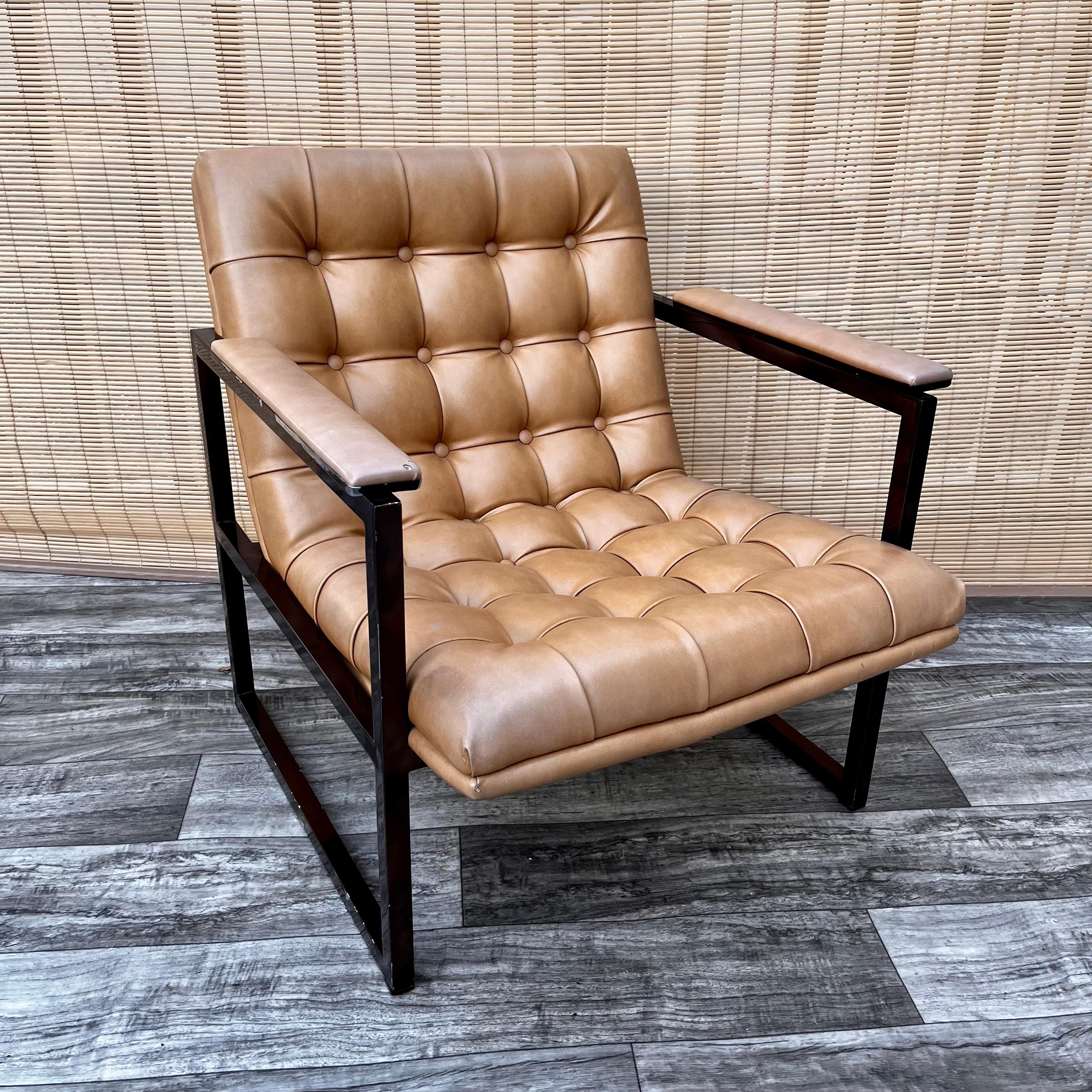 Vintage Mid-Century Modern Lounge Chair in the Milo Baughman's Style In Good Condition For Sale In Miami, FL