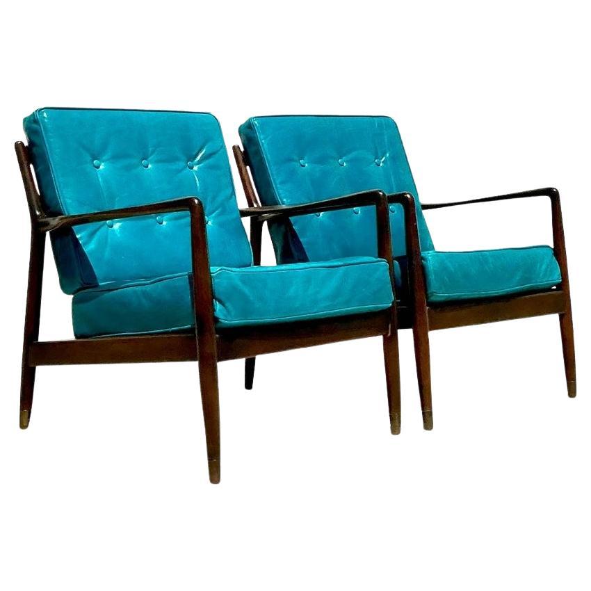 Vintage Mid-Century Modern Lounge Chairs After Dux- a Pair